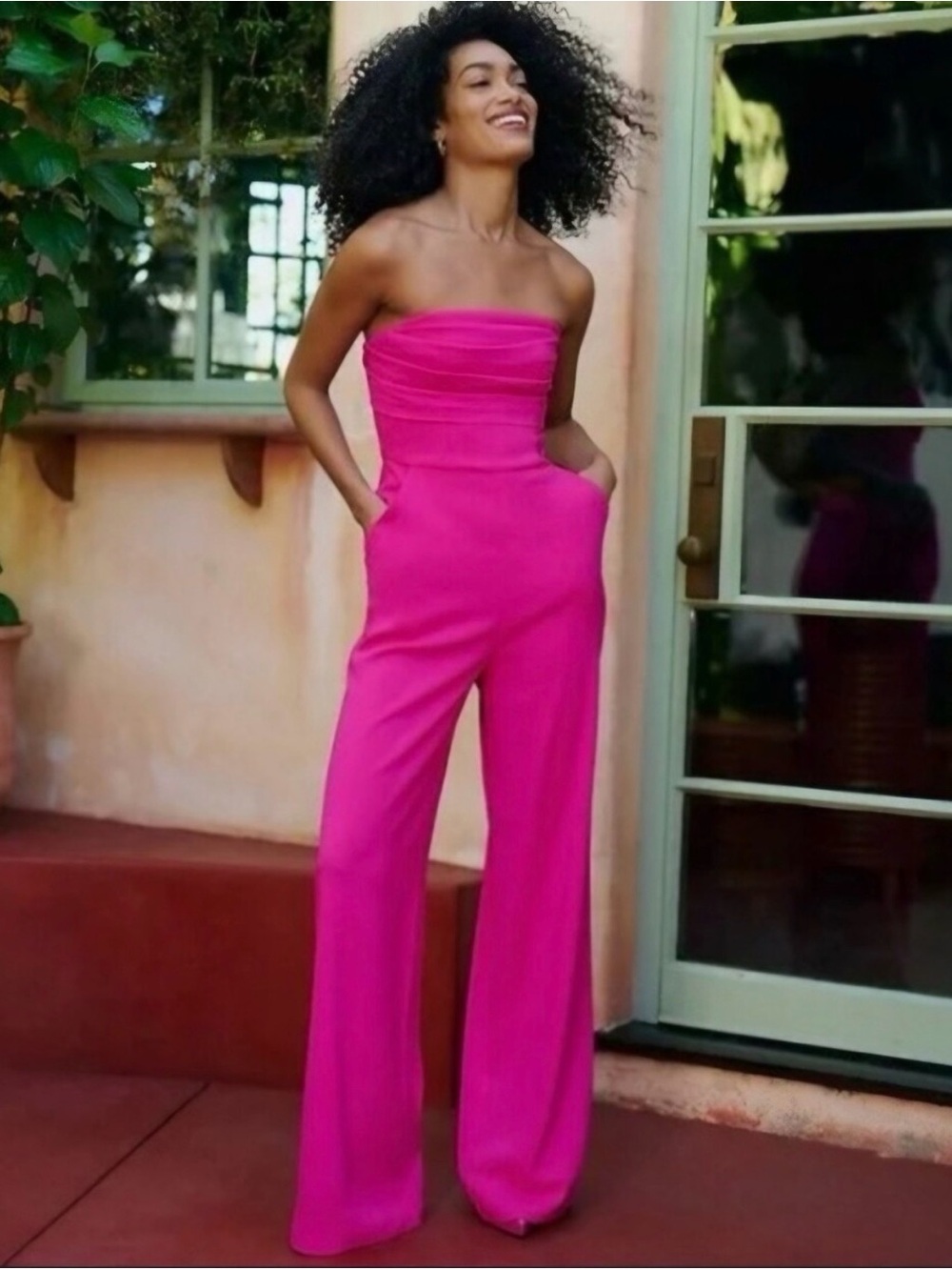 NWT Express Strapless Wide-Leg Jumpsuit in Fuchsia - Sz 4